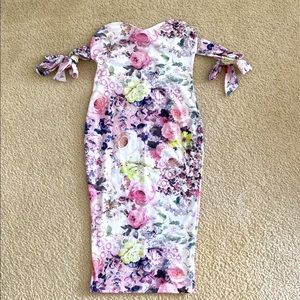 Floral strapless bodycon dress